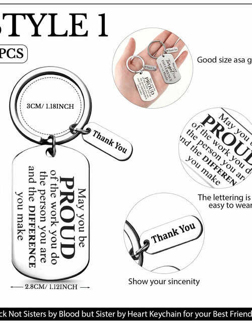 Load image into Gallery viewer, Roowest 12 Pcs Thank You Keychain Gifts Bulk Inspirational Square Round
