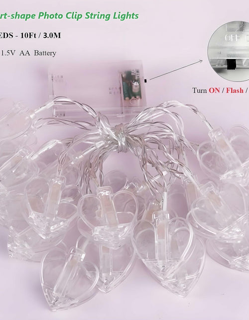Load image into Gallery viewer, Heart Photo Clips String Light 10Ft Battery Fairy Lights Colorful Decor
