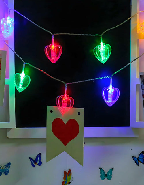 Load image into Gallery viewer, Heart Photo Clips String Light 10Ft Battery Fairy Lights Colorful Decor
