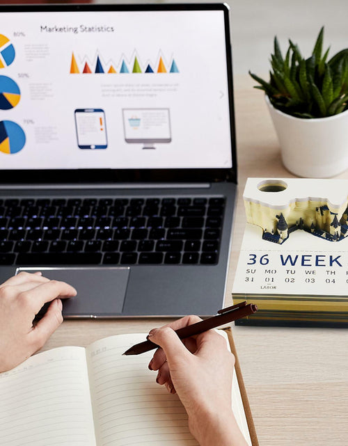 Load image into Gallery viewer, Time Piece 2025 Desk Calendar 3D Carving LED Light Castle Desktop
