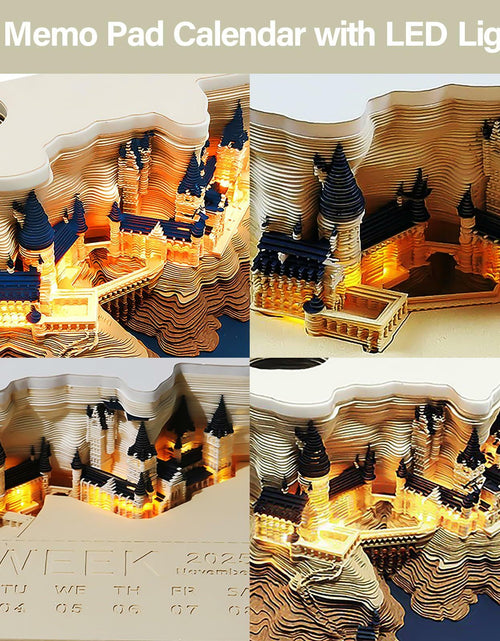 Load image into Gallery viewer, Time Piece 2025 Desk Calendar 3D Carving LED Light Castle Desktop

