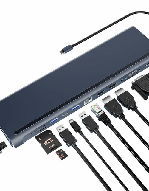 Load image into Gallery viewer, BOVONO USB C Docking Station 12-in-1 Dual 4K HDMI 87W PD USB for Laptop
