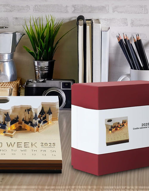 Load image into Gallery viewer, Time Piece 2025 Desk Calendar 3D Carving LED Light Castle Desktop
