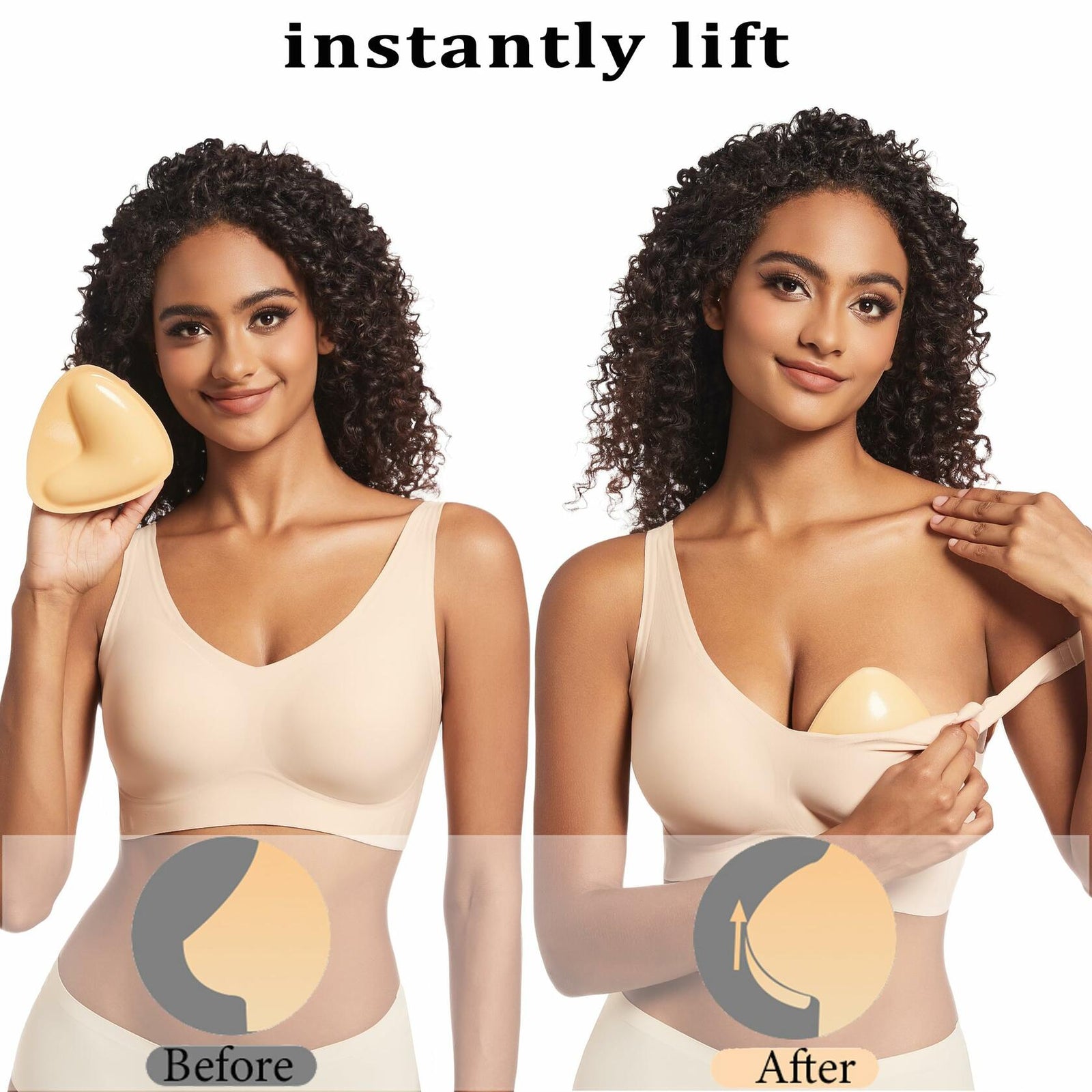 PRETTYWELL Sticky Bra Pads Inserts Double Sided Push Up Bikini Enhancers Size M