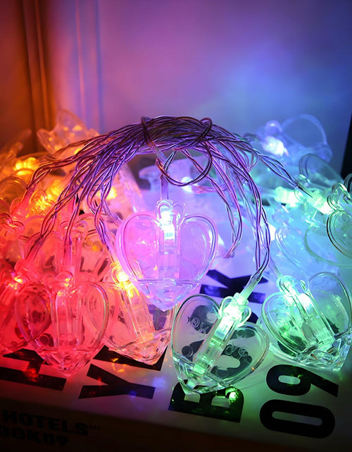 Load image into Gallery viewer, Heart Photo Clips String Light 10Ft Battery Fairy Lights Colorful Decor
