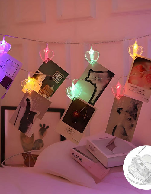 Load image into Gallery viewer, Heart Photo Clips String Light 10Ft Battery Fairy Lights Colorful Decor
