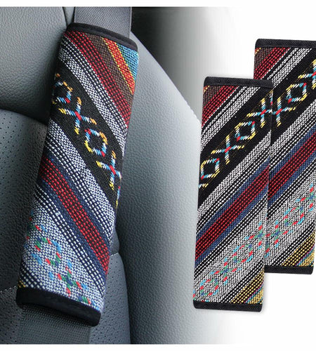 IHOTDER 2PCS Seat Belt Cover Pad Boho Universal Car Accessories Seatbelt Cover-D