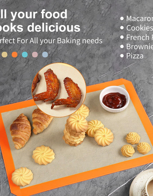 Load image into Gallery viewer, Colorful Silicone Baking Mat Non Stick Food Safe Reusable 3 Pk Orange Blue Green
