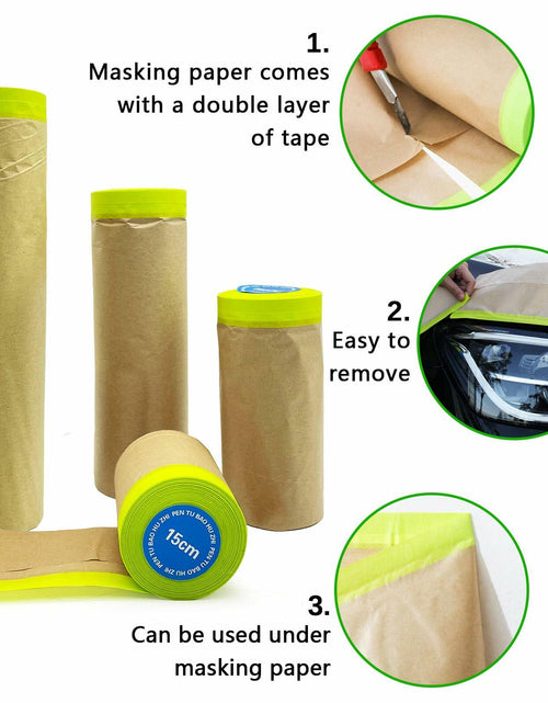 Load image into Gallery viewer, Hubaow Tape and Drape Masking Paper 18x50ft Pre-Taped Adhesive White 1 Pack

