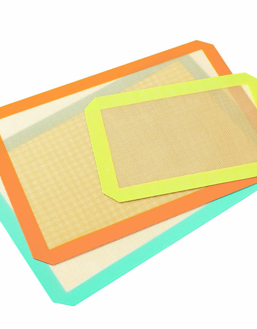 Load image into Gallery viewer, Colorful Silicone Baking Mat Non Stick Food Safe Reusable 3 Pk Orange Blue Green
