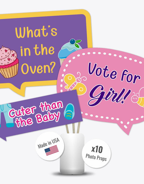 Load image into Gallery viewer, Baby Gender Reveal Photo Booth Props Neutral Boy or Girl Party 10pcs
