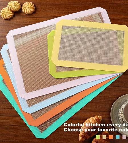 Colorful Silicone Baking Mat Non Stick Food Safe Reusable 3 Pk Orange Blue Green