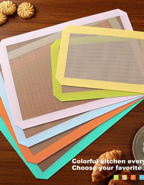 Load image into Gallery viewer, Colorful Silicone Baking Mat Non Stick Food Safe Reusable 3 Pk Orange Blue Green
