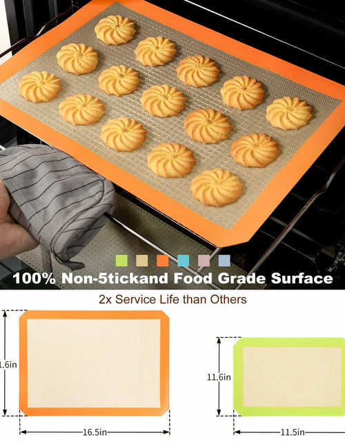 Load image into Gallery viewer, Colorful Silicone Baking Mat Non Stick Food Safe Reusable 3 Pk Orange Blue Green
