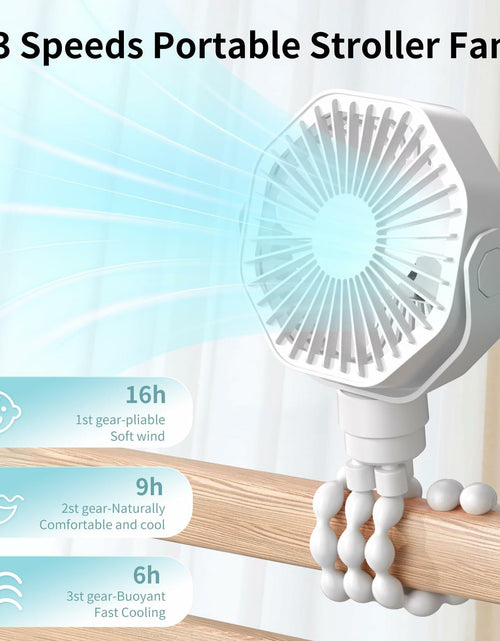 Load image into Gallery viewer, Lerat Portable Stroller Fan Flexible Tripod 3 Speeds Rechargeable White
