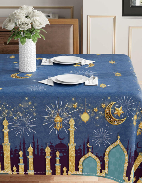 Load image into Gallery viewer, BOTB Eid Al-Fitr Ramadan Tablecloth Green Castle Lantern 60x84 Inch
