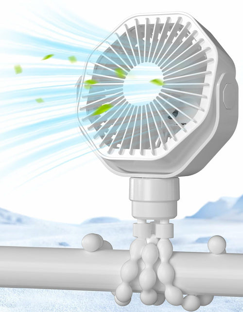 Load image into Gallery viewer, Lerat Portable Stroller Fan Flexible Tripod 3 Speeds Rechargeable White

