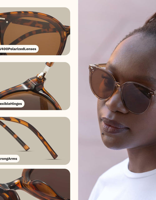 Load image into Gallery viewer, livho Polarized Retro Round Sunglasses Women Dark Tortoise/Brown Size Medium
