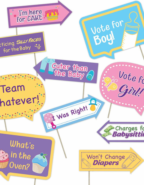 Load image into Gallery viewer, Baby Gender Reveal Photo Booth Props Neutral Boy or Girl Party 10pcs

