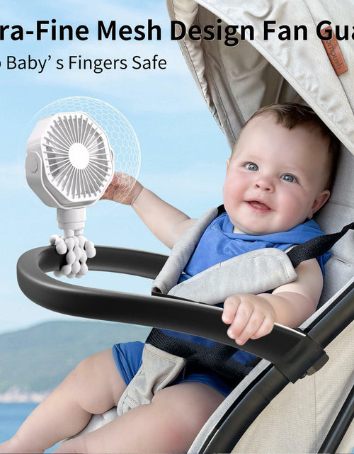 Load image into Gallery viewer, Lerat Portable Stroller Fan Flexible Tripod 3 Speeds Rechargeable White
