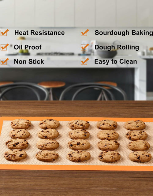 Load image into Gallery viewer, Colorful Silicone Baking Mat Non Stick Food Safe Reusable 3 Pk Orange Blue Green
