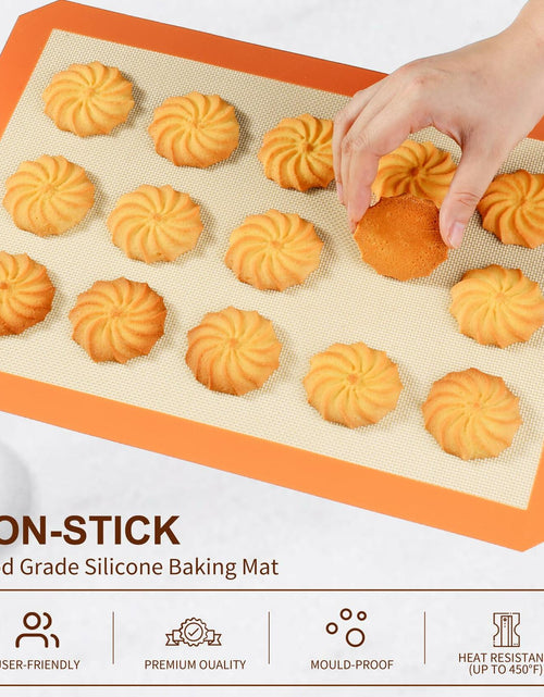Load image into Gallery viewer, Colorful Silicone Baking Mat Non Stick Food Safe Reusable 3 Pk Orange Blue Green
