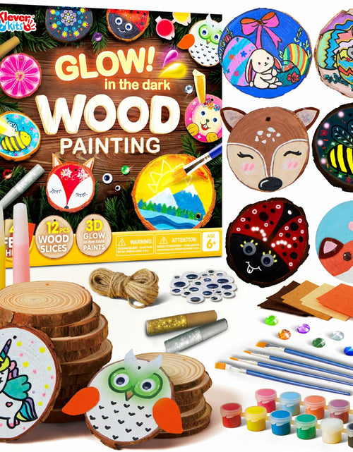 Load image into Gallery viewer, Klever Kits Wooden Glow in The Dark Painting Craft Kit for Kids Ages 6-12
