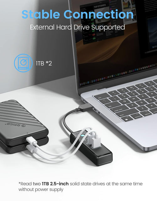 Load image into Gallery viewer, ORICO 4-Port USB 3.0 Hub with 0.49ft Cable Blue Fast Data Transfer
