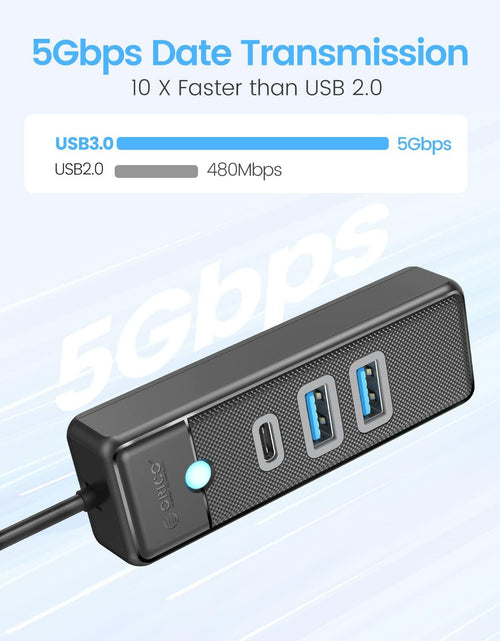 Load image into Gallery viewer, ORICO 4-Port USB 3.0 Hub with 0.49ft Cable Blue Fast Data Transfer
