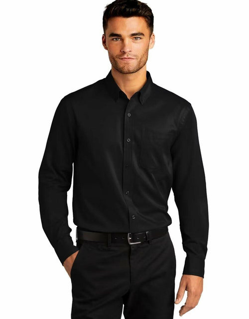 Load image into Gallery viewer, Wangyue Black Long Sleeve Casual Button-Down Shirt with Pockets Size 3XL
