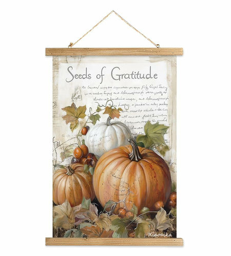 XIAOAIKA Vintage Pumpkin Thanksgiving Poster Wall Art Rustic 16x23