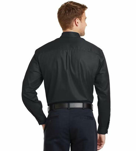 Wangyue Black Long Sleeve Casual Button-Down Shirt with Pockets Size 3XL