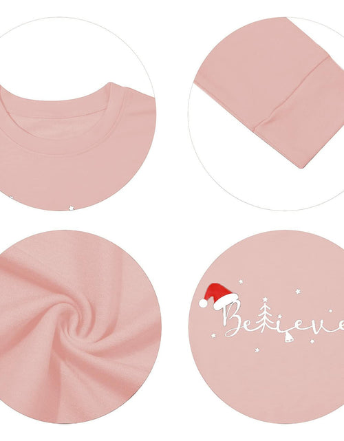 Load image into Gallery viewer, FASHGL Believe Sweatshirt Women Funny Christmas Hat Graphic Pink Size 2XL
