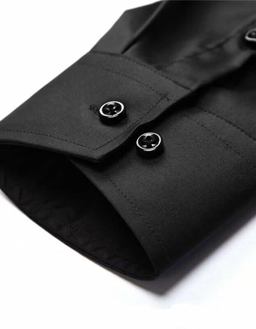 Load image into Gallery viewer, Wangyue Black Long Sleeve Casual Button-Down Shirt with Pockets Size 3XL
