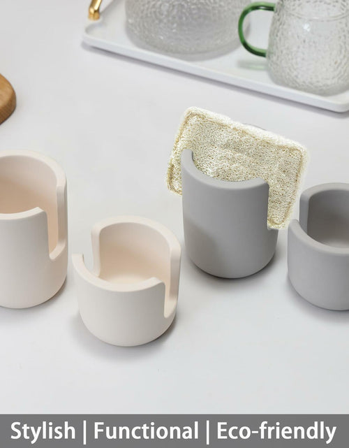 Load image into Gallery viewer, Coengwui Diatomite Sponge Holder Kitchen Sink Caddy Grey 2.56in Quick Dry
