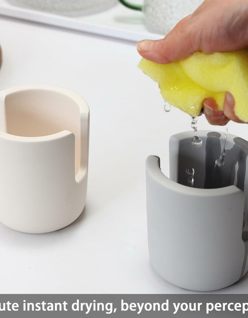 Load image into Gallery viewer, Coengwui Diatomite Sponge Holder Kitchen Sink Caddy Grey 2.56in Quick Dry
