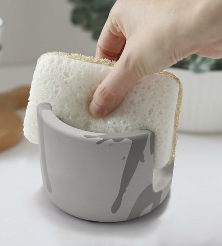 Coengwui Diatomite Sponge Holder Kitchen Sink Caddy Grey 2.56in Quick Dry