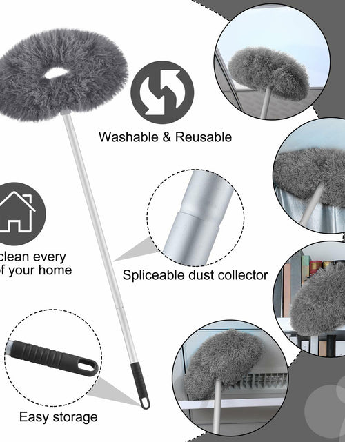 Load image into Gallery viewer, Hoolerry Ceiling Fan Cleaner Duster Microfiber Extendable Pole 13-49.7in Gray
