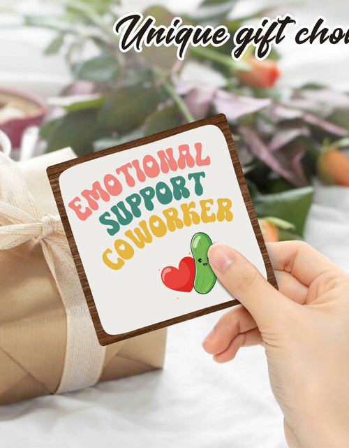 Load image into Gallery viewer, Emotional Support Coworker Wood Sign Plaque 5" with Metal Stand

