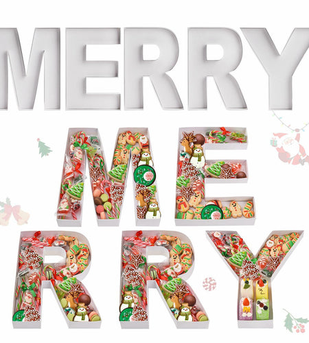 Merry Cardboard Letter Box 12'' Fillable Tray Charcuterie White