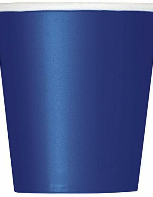 Load image into Gallery viewer, True Navy Blue Solid Paper Cups 9oz Pack of 14 Premium Disposable Drinkware
