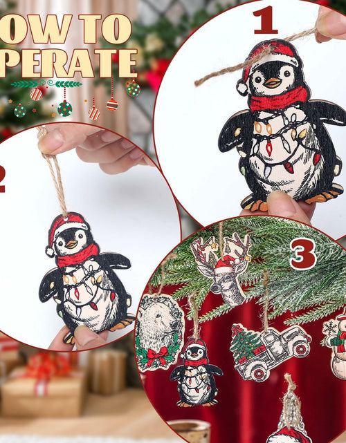 Load image into Gallery viewer, Syhood Vintage Wooden Christmas Ornaments 24 Pcs Snowman Santa Elk Bear
