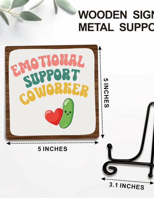 Load image into Gallery viewer, Emotional Support Coworker Wood Sign Plaque 5" with Metal Stand
