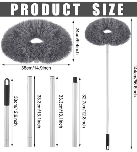 Hoolerry Ceiling Fan Cleaner Duster Microfiber Extendable Pole 13-49.7in Gray