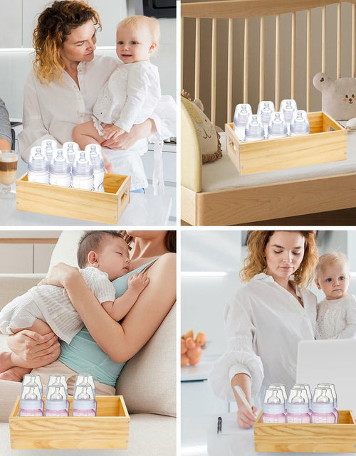 Load image into Gallery viewer, Ligne Collection Baby Bottle Nursery Food Organizer Bin Clear Handles
