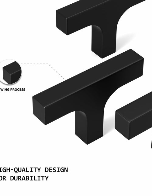 Load image into Gallery viewer, homdiy Matte Black T Bar Cabinet Knobs Kitchen Drawer 10 Pack

