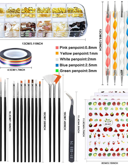 Load image into Gallery viewer, JOYJULY Nail Art Brushes Kit with Rhinestones Stickers Glitters Multi
