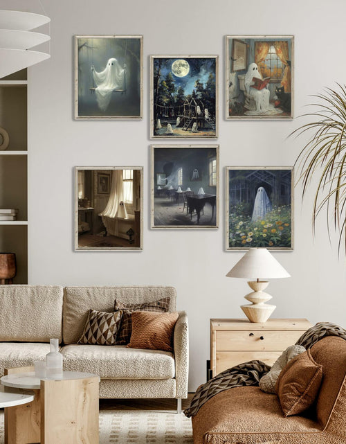 Load image into Gallery viewer, HD WOOD CRAFT Halloween Ghost Wall Art Prints Vintage Posters Unframed
