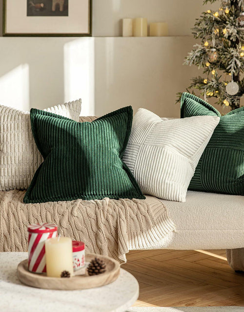 Load image into Gallery viewer, EMEMA Corduroy Boho Throw Pillow Covers 16x16 Olive Green Pack of 2
