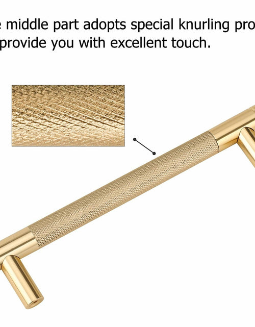 Load image into Gallery viewer, Amerdeco 10 Pack Brushed Brass Knurled Cabinet Pulls 6-1/4 Inch
